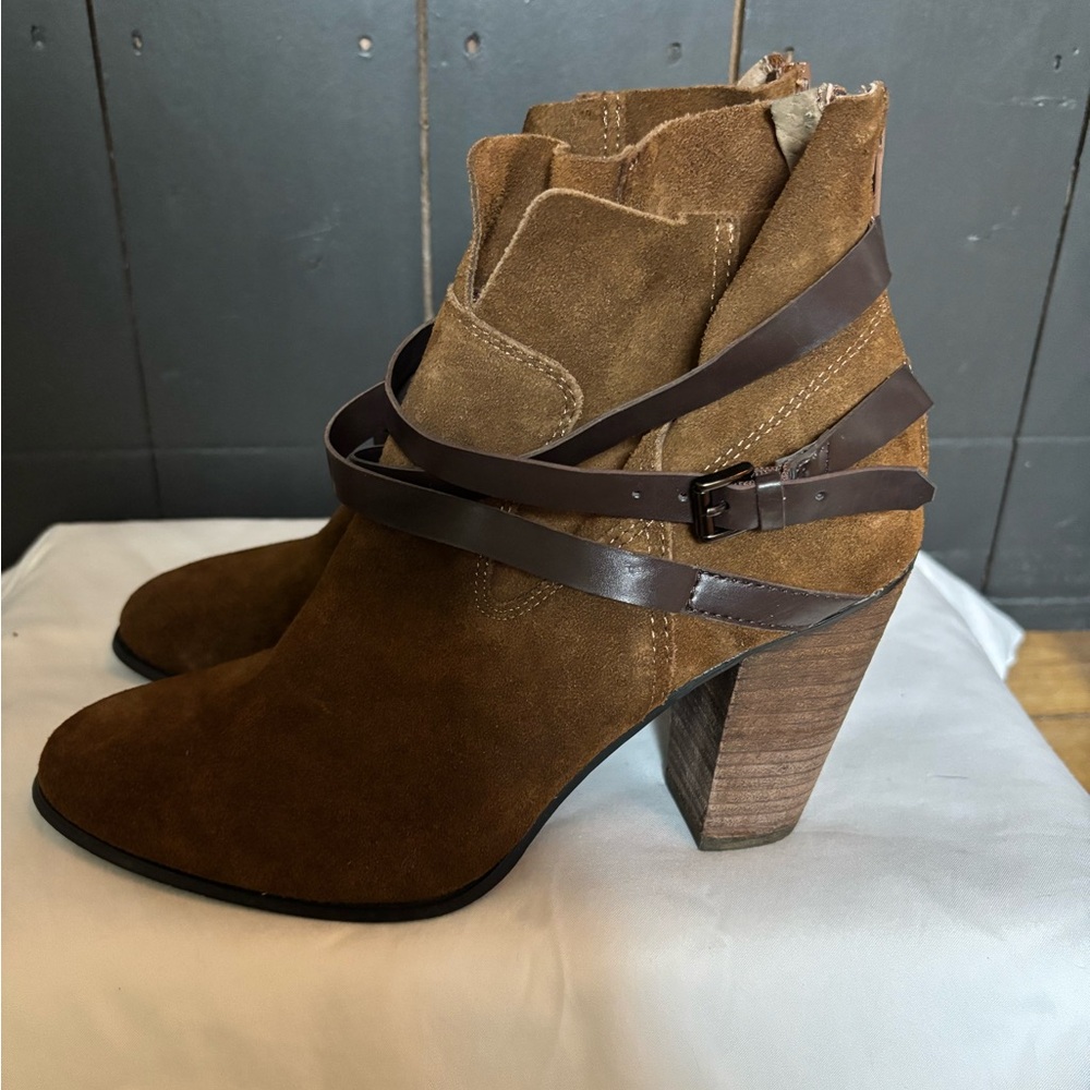 Carlos by Carlos Santana Tan Suede Ankle Boots